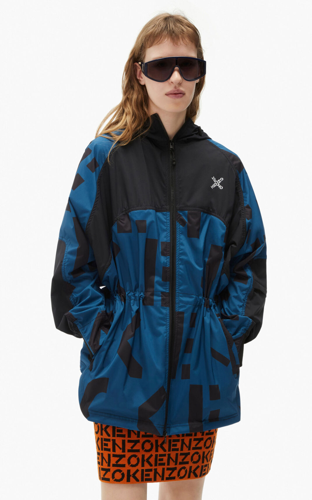 Parkas Kenzo Sport lightweight monogram Femme Bleu Foncé | UNHM-59720